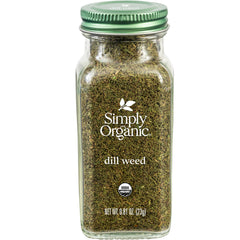 Simply Organic Dill Weed bottle close-up for fresh dill flavor in dressings.