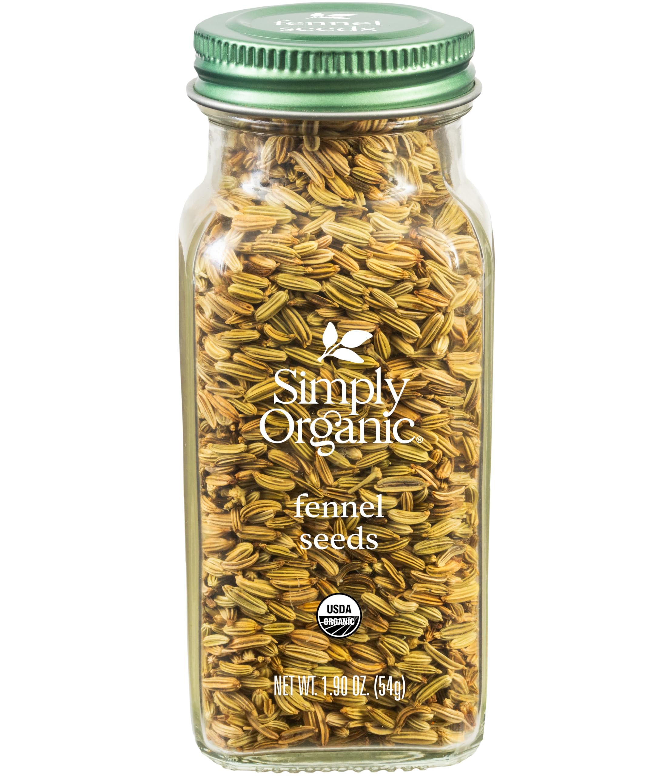 Simply Organic fennel seed bottle with licorice-like aroma, ideal for seafood.