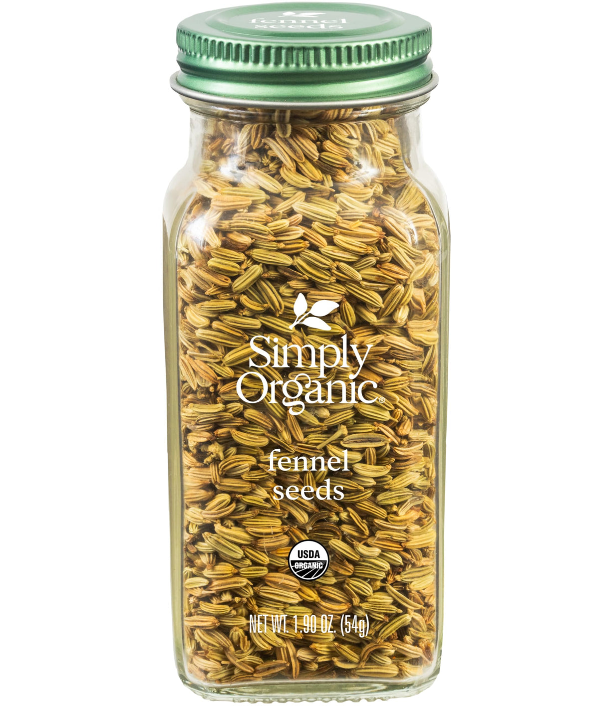 Simply Organic fennel seed bottle with licorice-like aroma, ideal for seafood.