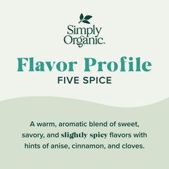 Simply Organic Five Spice Powder pouring ready for sauces and vegetables.