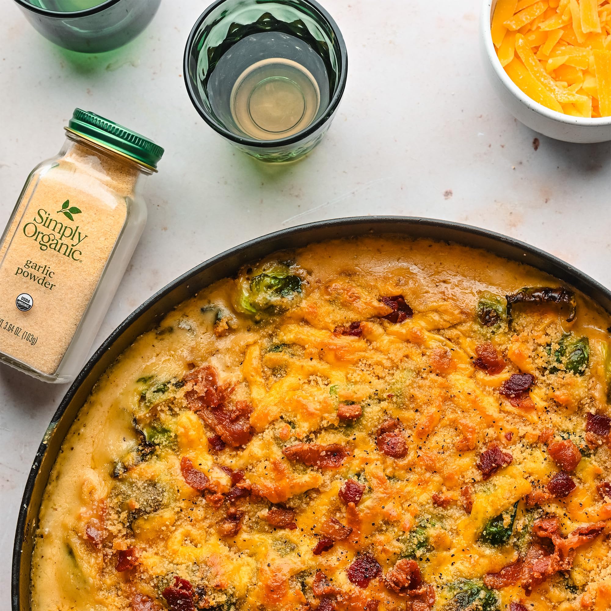Simply Organic Garlic Powder in dish, flavor boost for roasted vegetables.
