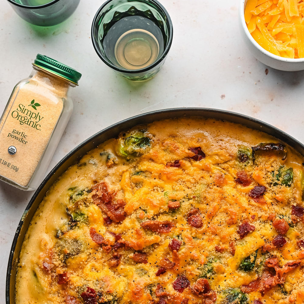 Simply Organic Garlic Powder in dish, flavor boost for roasted vegetables.