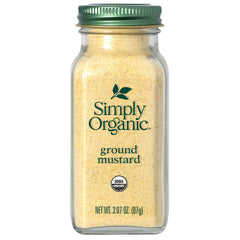 Spice shelf scene with Simply Organic Ground Mustard Seed highlights versatile everyday seasoning.