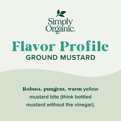 Closeup of Simply Organic Ground Mustard Seed texture shows fine grind for blends.