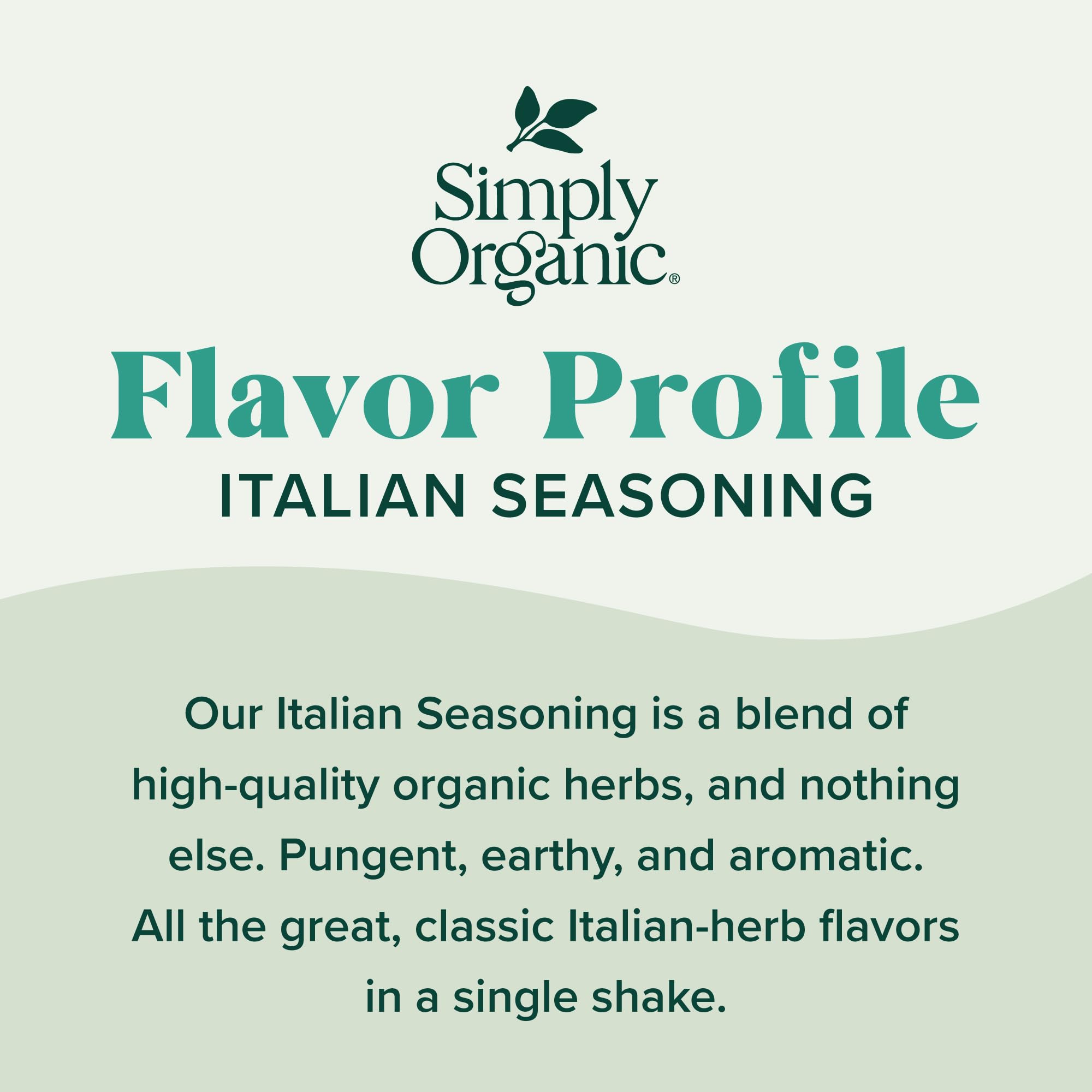 Label on Simply Organic Italian seasoning bottle showing organic and kosher quality.