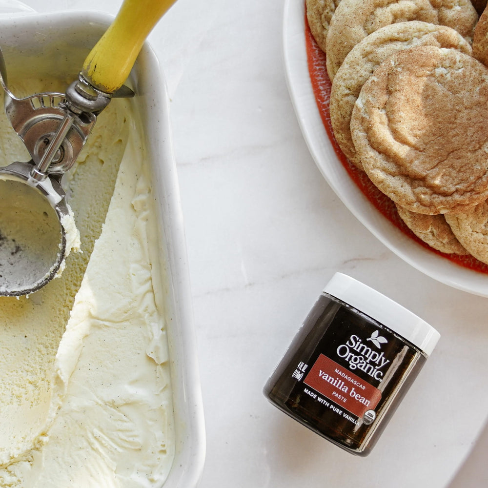Simply Organic Vanilla Bean Paste used in cakes for authentic vanilla notes