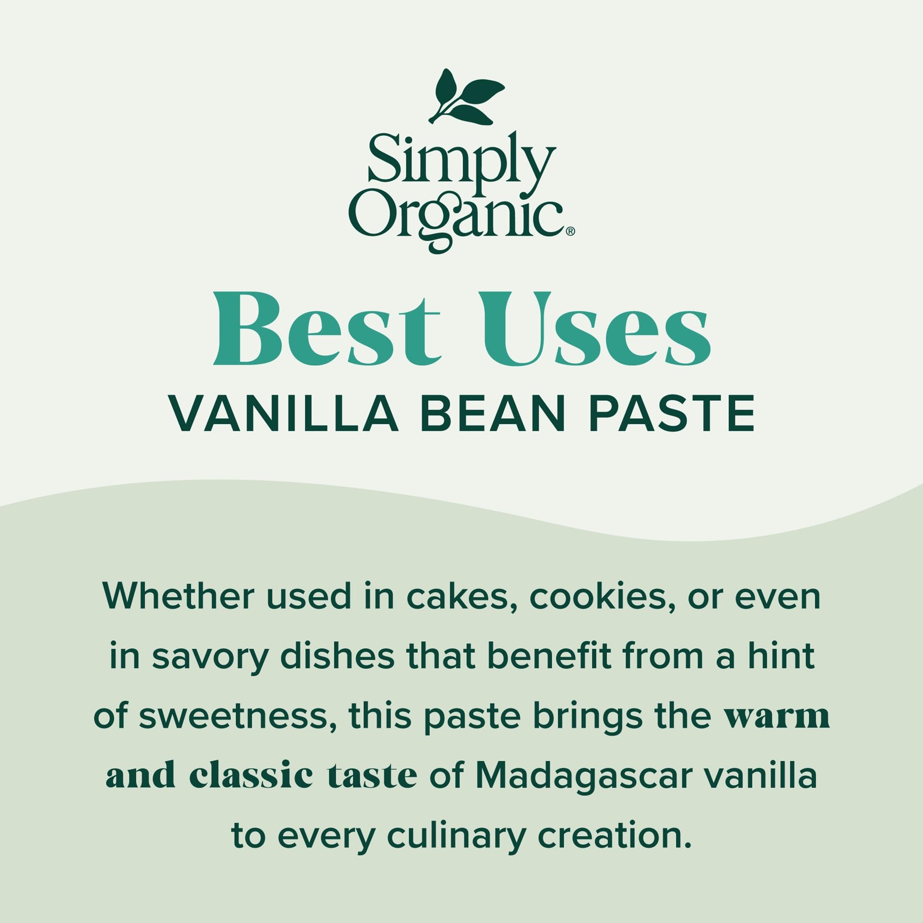 Simply Organic Vanilla Bean Paste label emphasizes organic, non-GMO ingredients