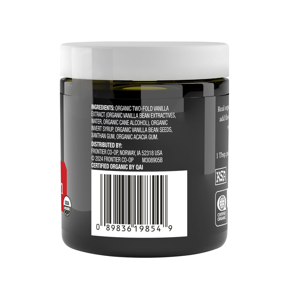 Simply Organic Vanilla Bean Paste pouring highlights easy measure-for-measure use