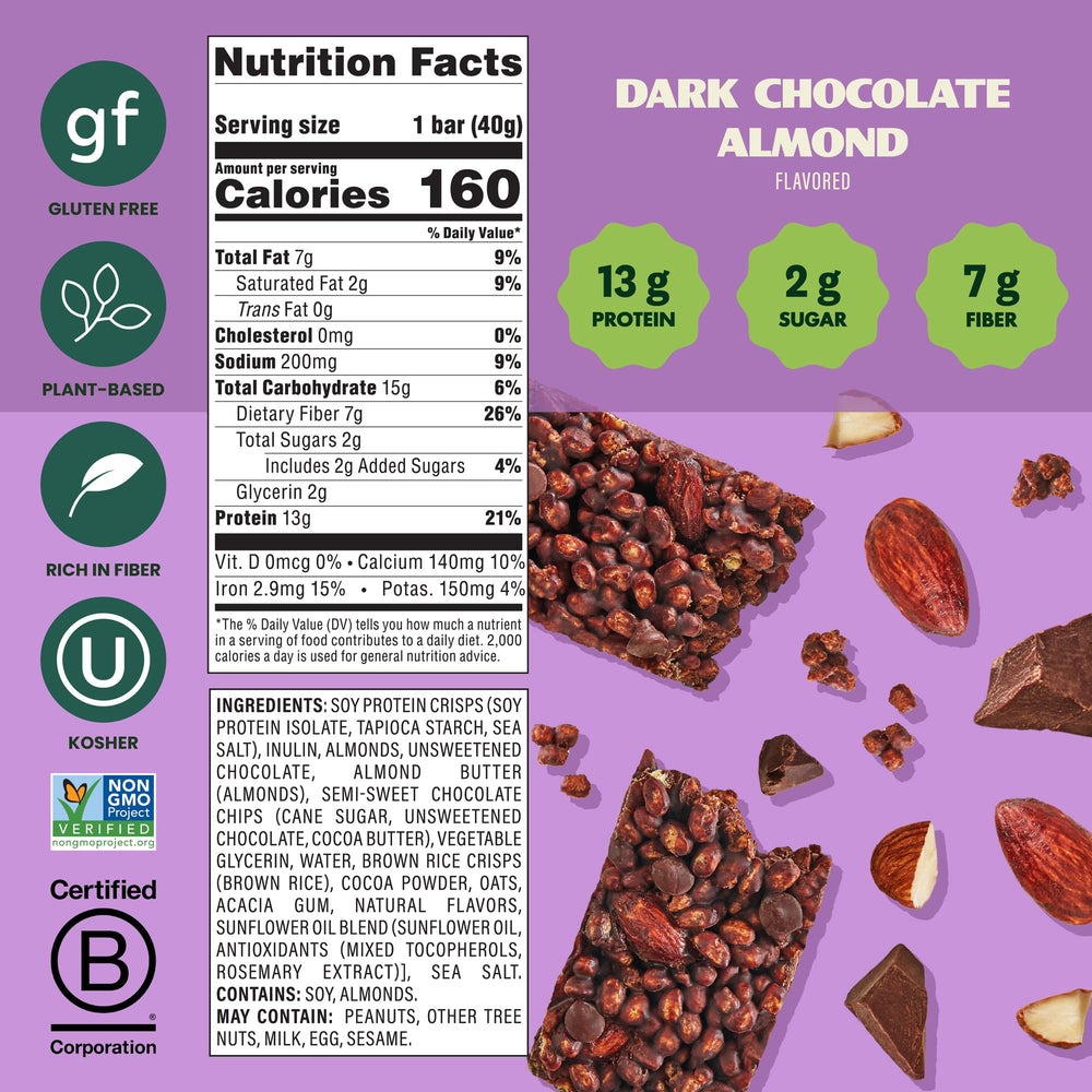 Bar with almonds shows crispy texture and real nuts for satisfying flavor