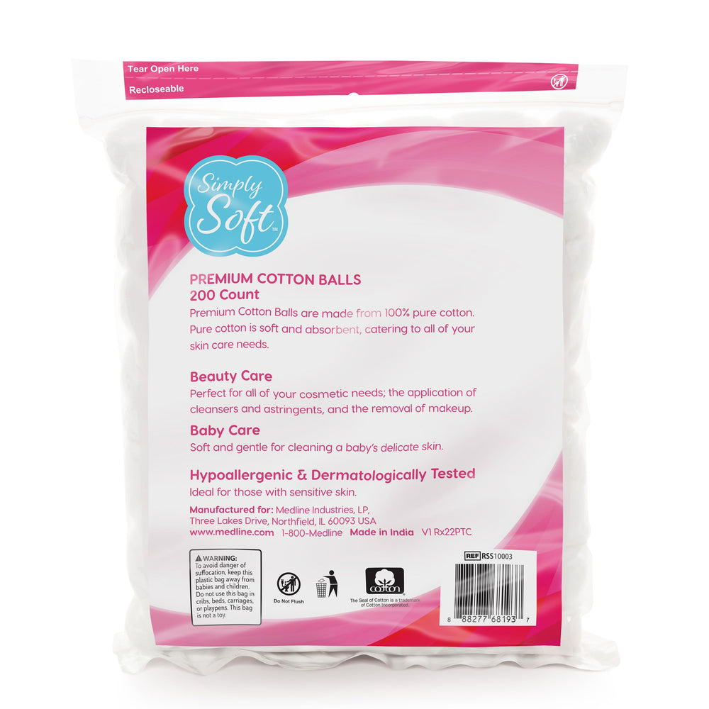 Simply Soft cotton balls ultra-absorbent for skincare and toning.