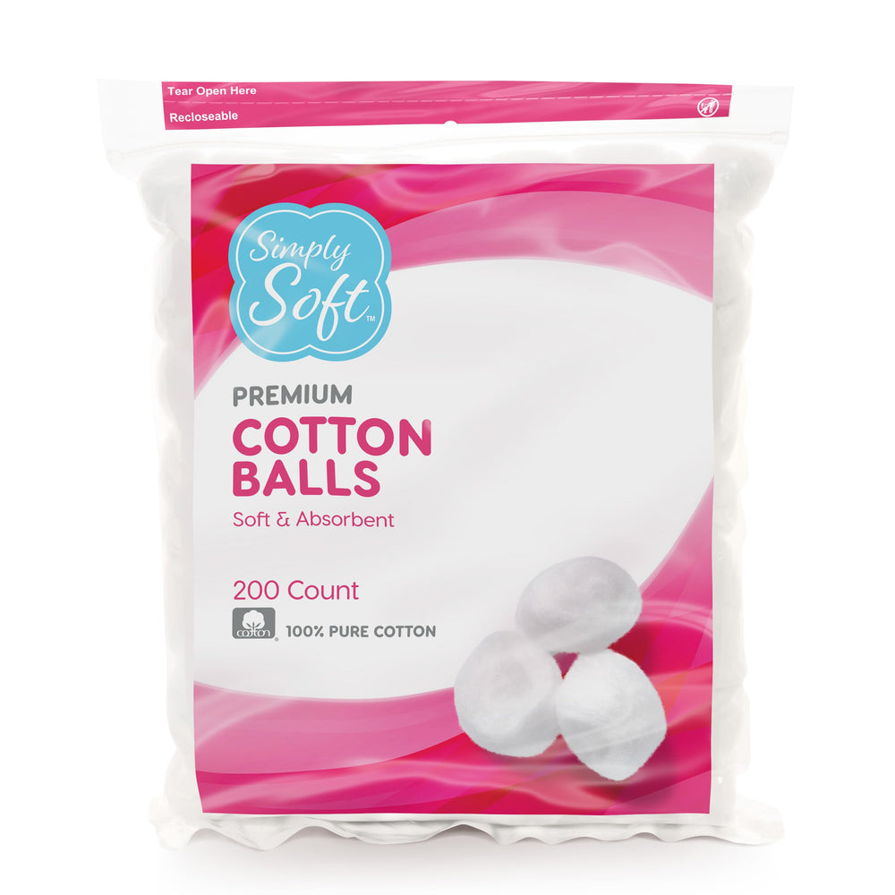 Simply Soft cotton balls with a smooth texture ideal for makeup application.