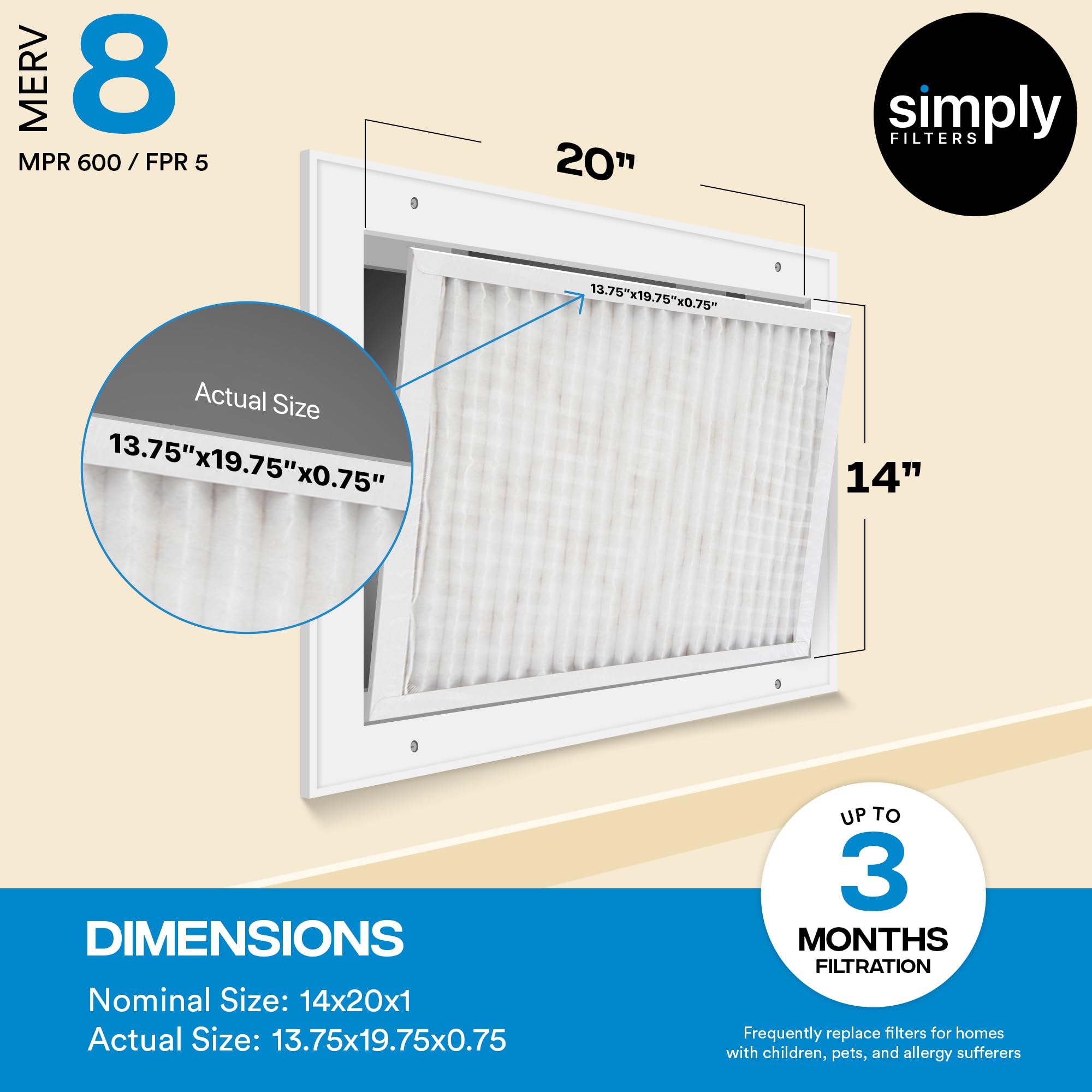 Simply universal compatibility filter installs easily across brands and units.