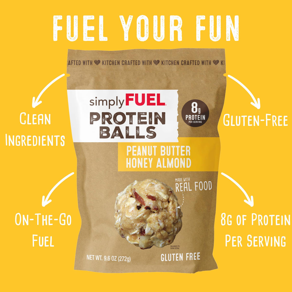 SimplyFUEL Protein Balls on a breakfast plate with oats for a wholesome morning option.