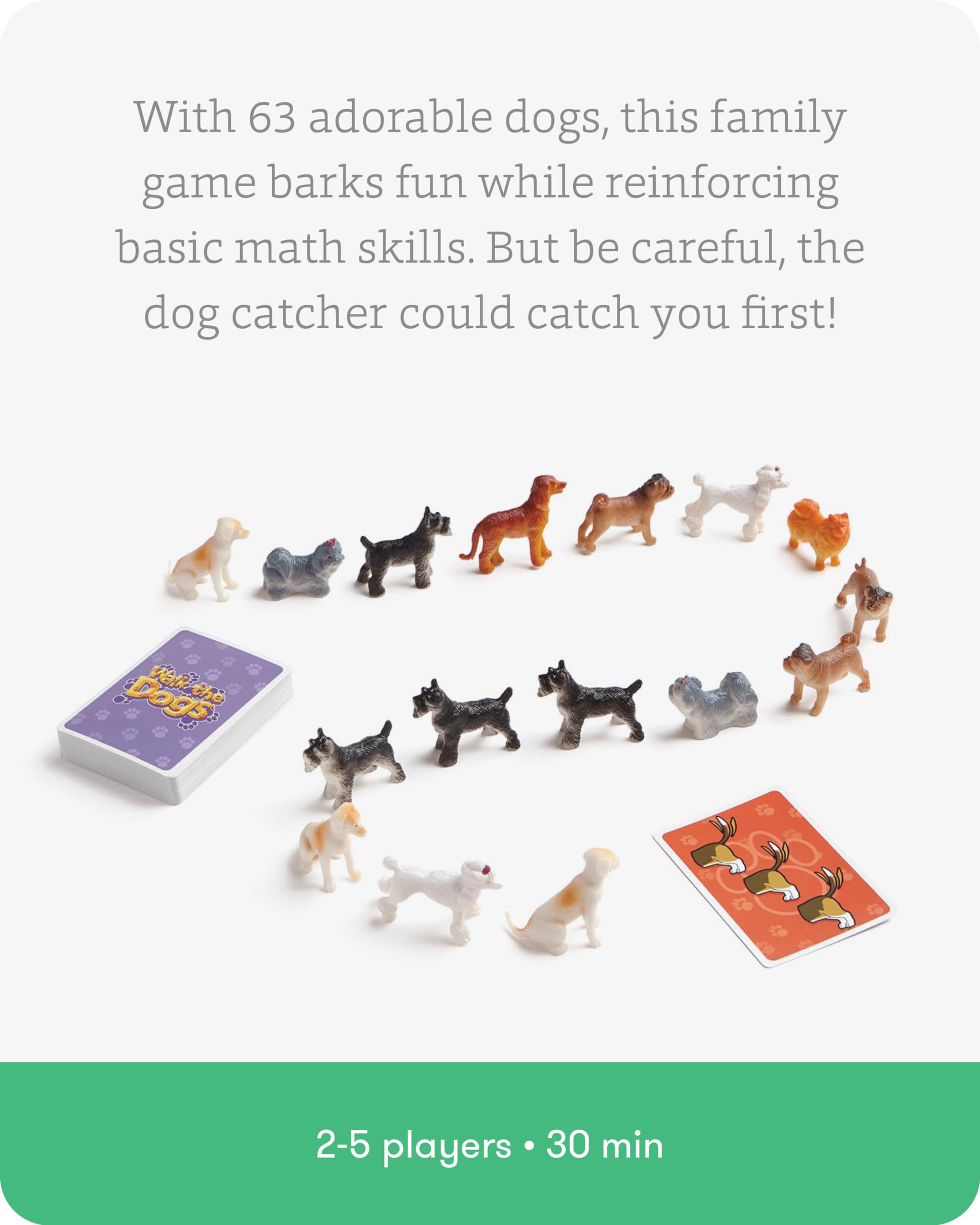 SimplyFun Walk The Dogs emphasizes dog sets and patterns for recognition.