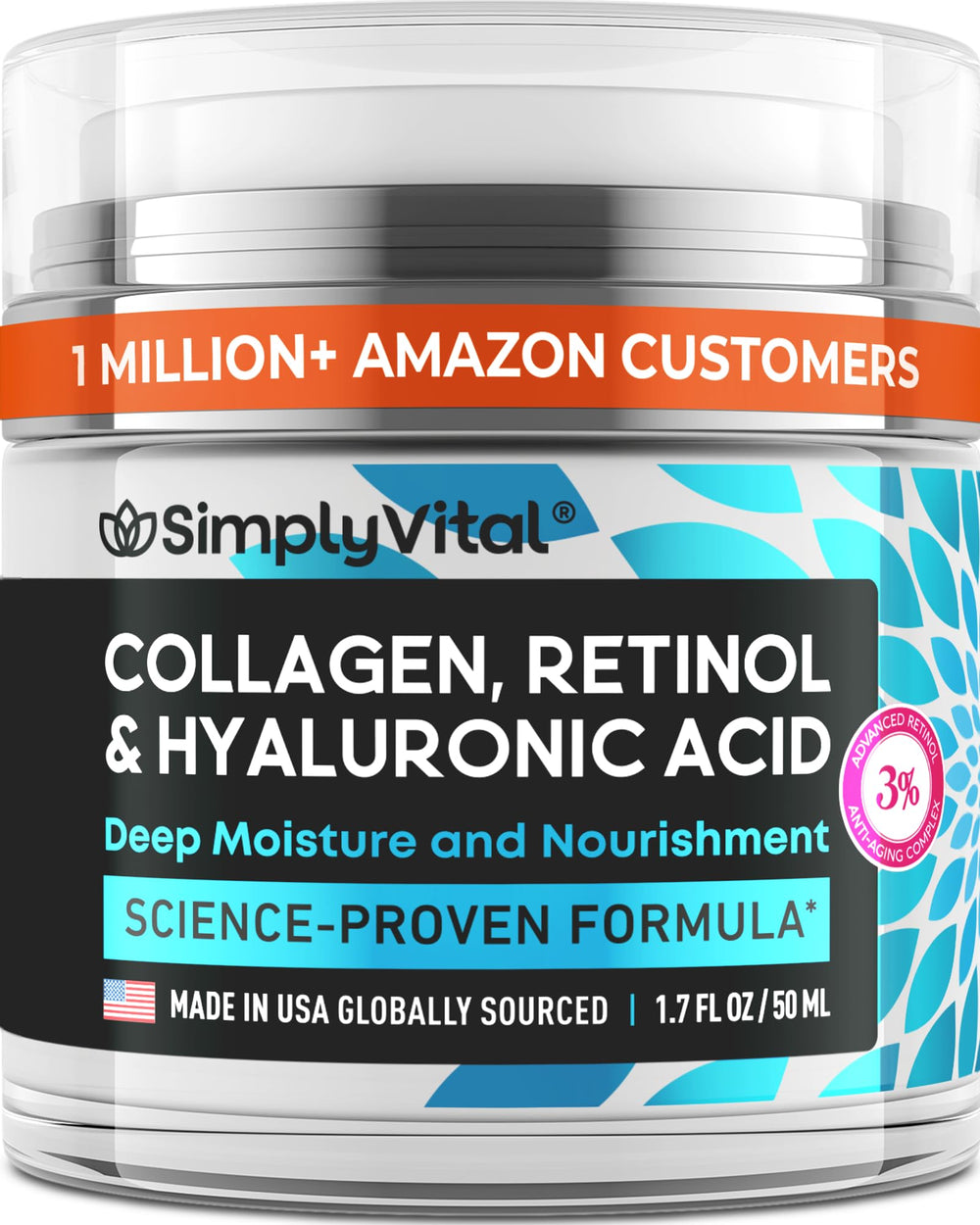 SimplyVital anti-aging moisturizer jar with smooth, hydrating texture for the skin.