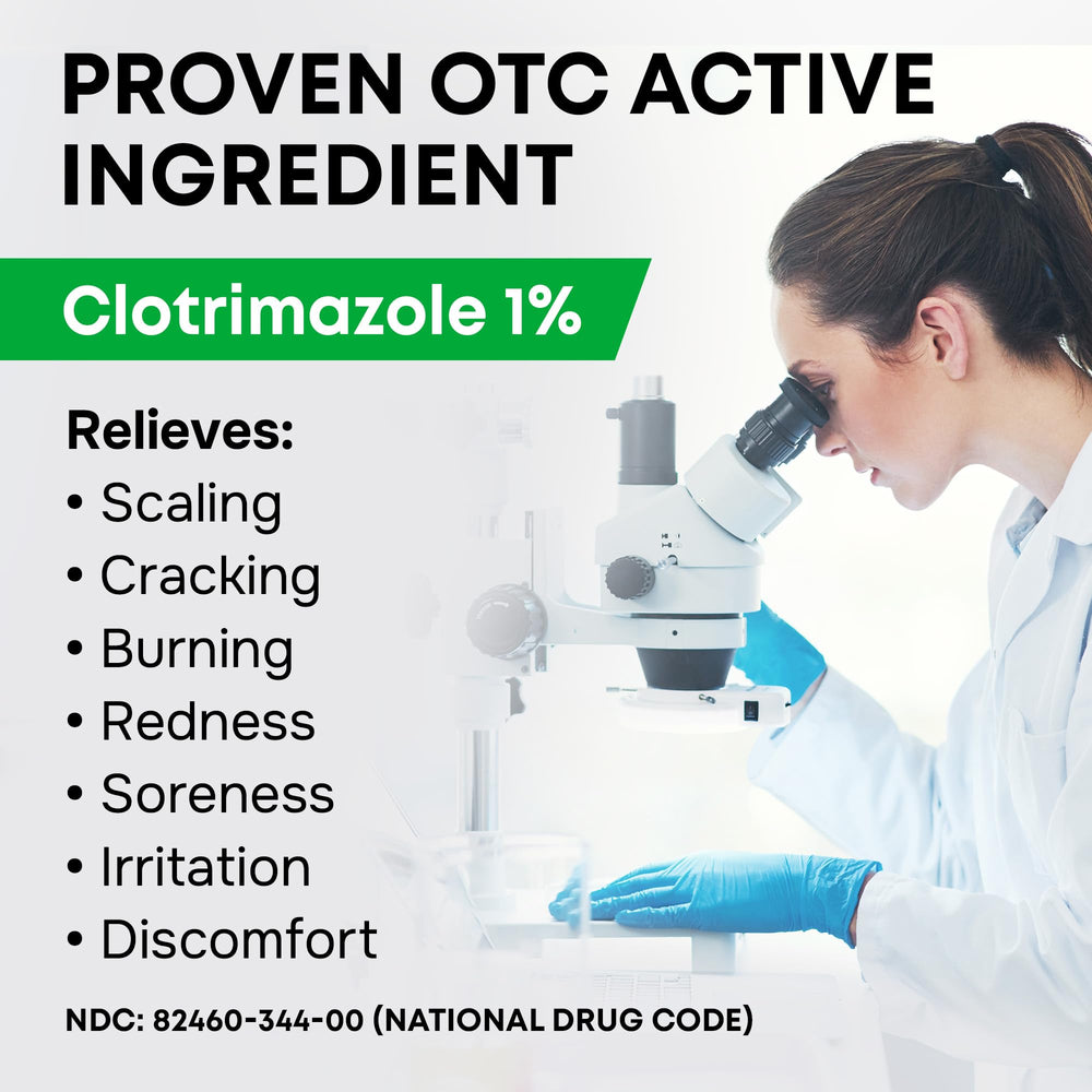 SimplyVital Clotrimazole cream on skin demonstrates smooth absorption and calming comfort.
