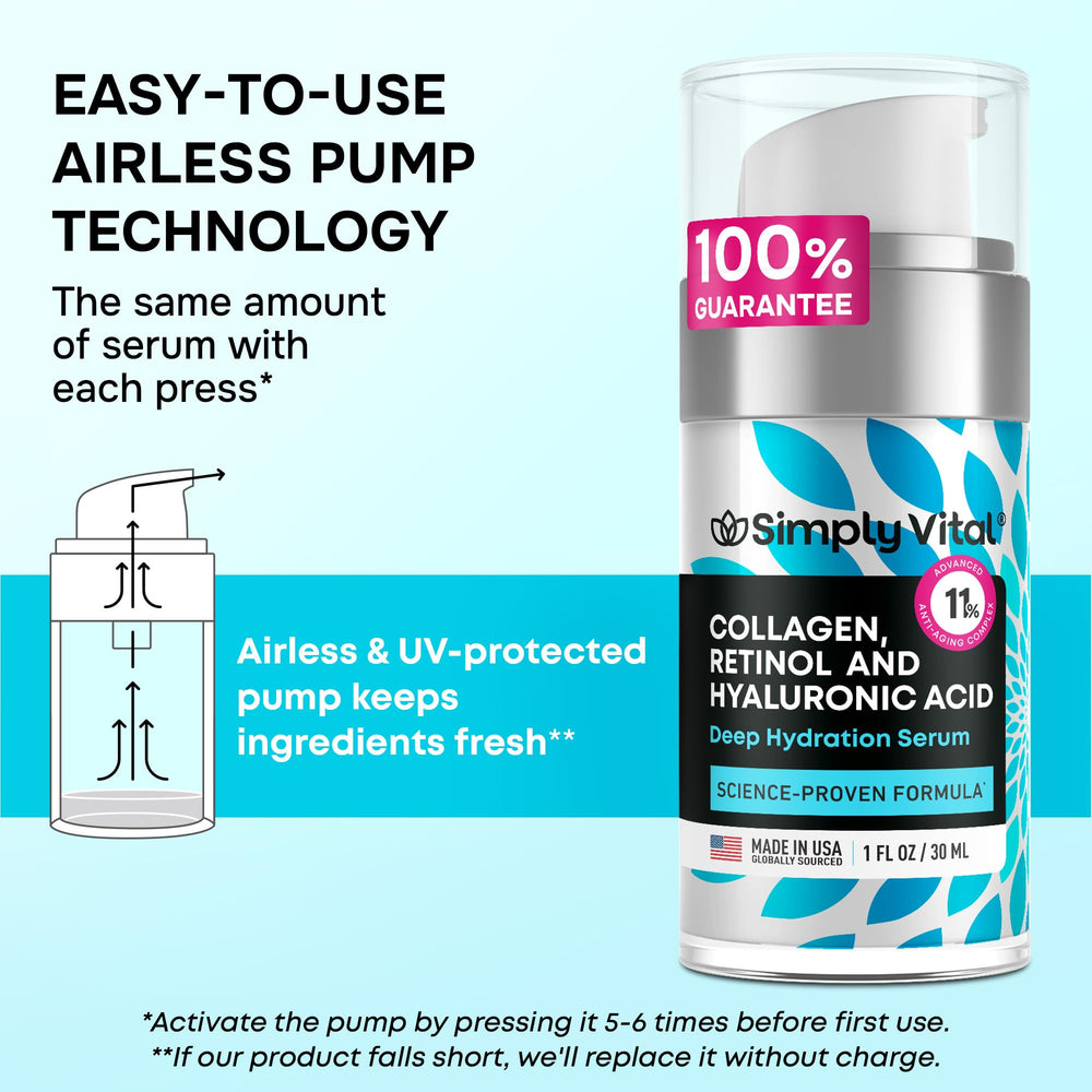 SimplyVital airless pump keeps formula fresh for daily use.