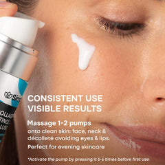 SimplyVital Collagen Retinol Hyaluronic Serum apply on skin shows smoothing hydration across the face.