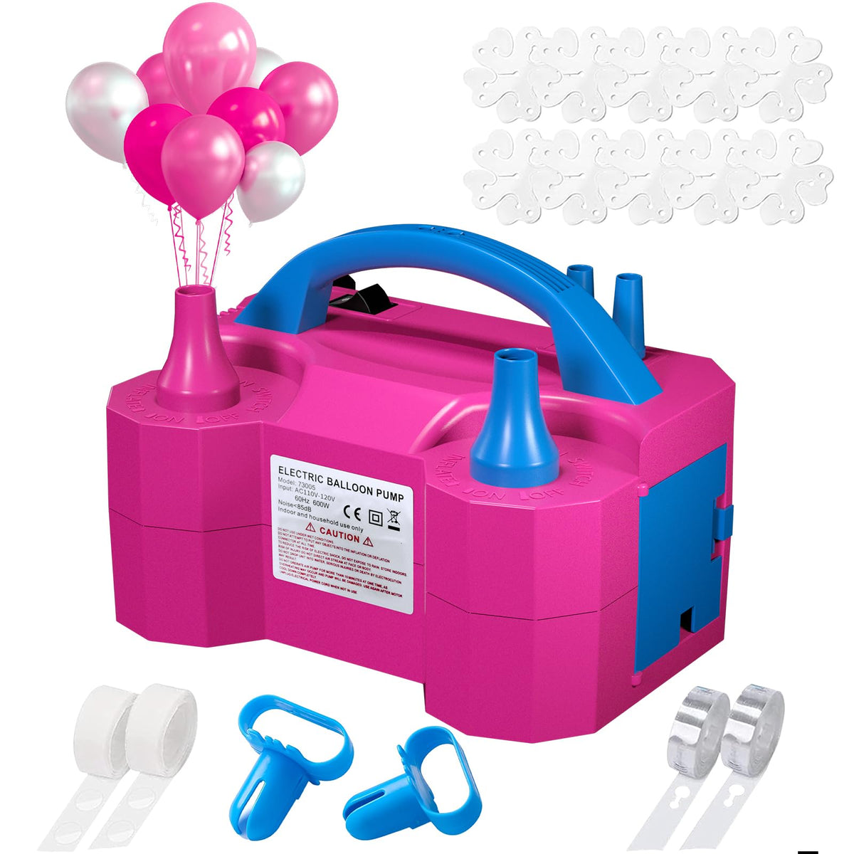 SINBEE Balloon Pump Electric with dual nozzle inflates balloons quickly for events.