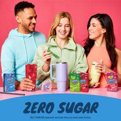 Blue raspberry drink mix poured into a glass for a refreshing, sugar-free sip.