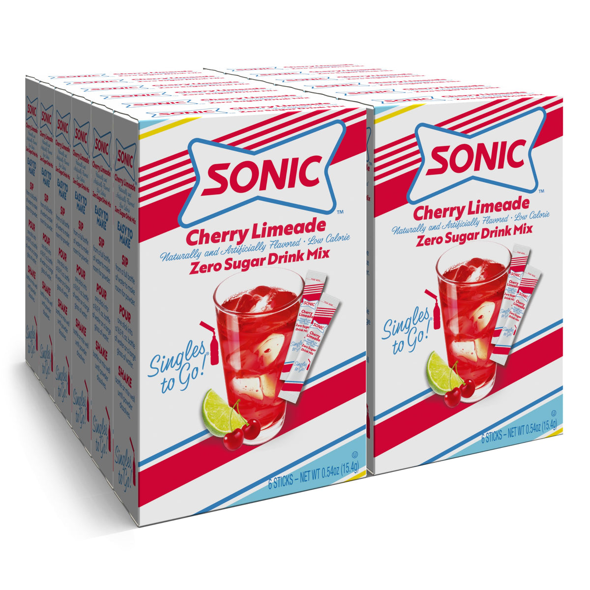 SINGLES TO GO Cherry Limeade box packaging for on-the-go flavor.