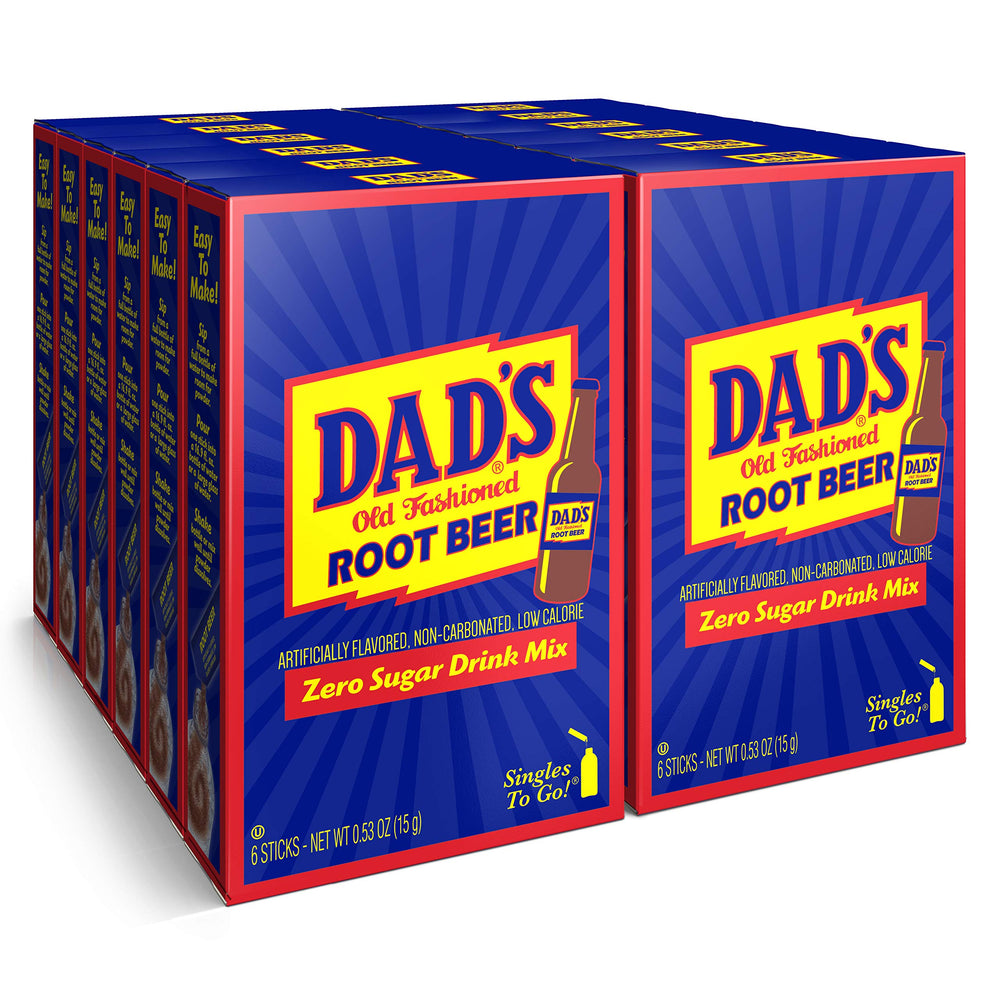 SINGLES TO GO Dad's Old Fashioned Root Beer box with 12 sticks for on the go.