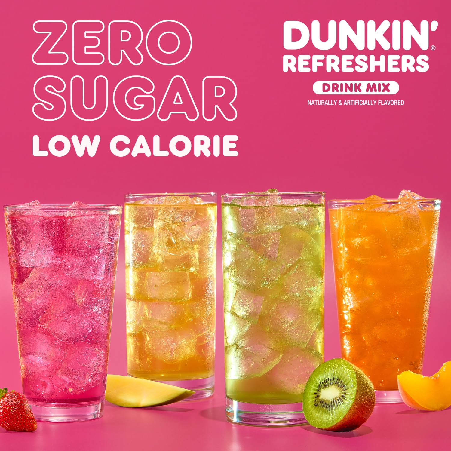 Dunkin Refreshers travel-friendly stick packets designed for easy mixing.