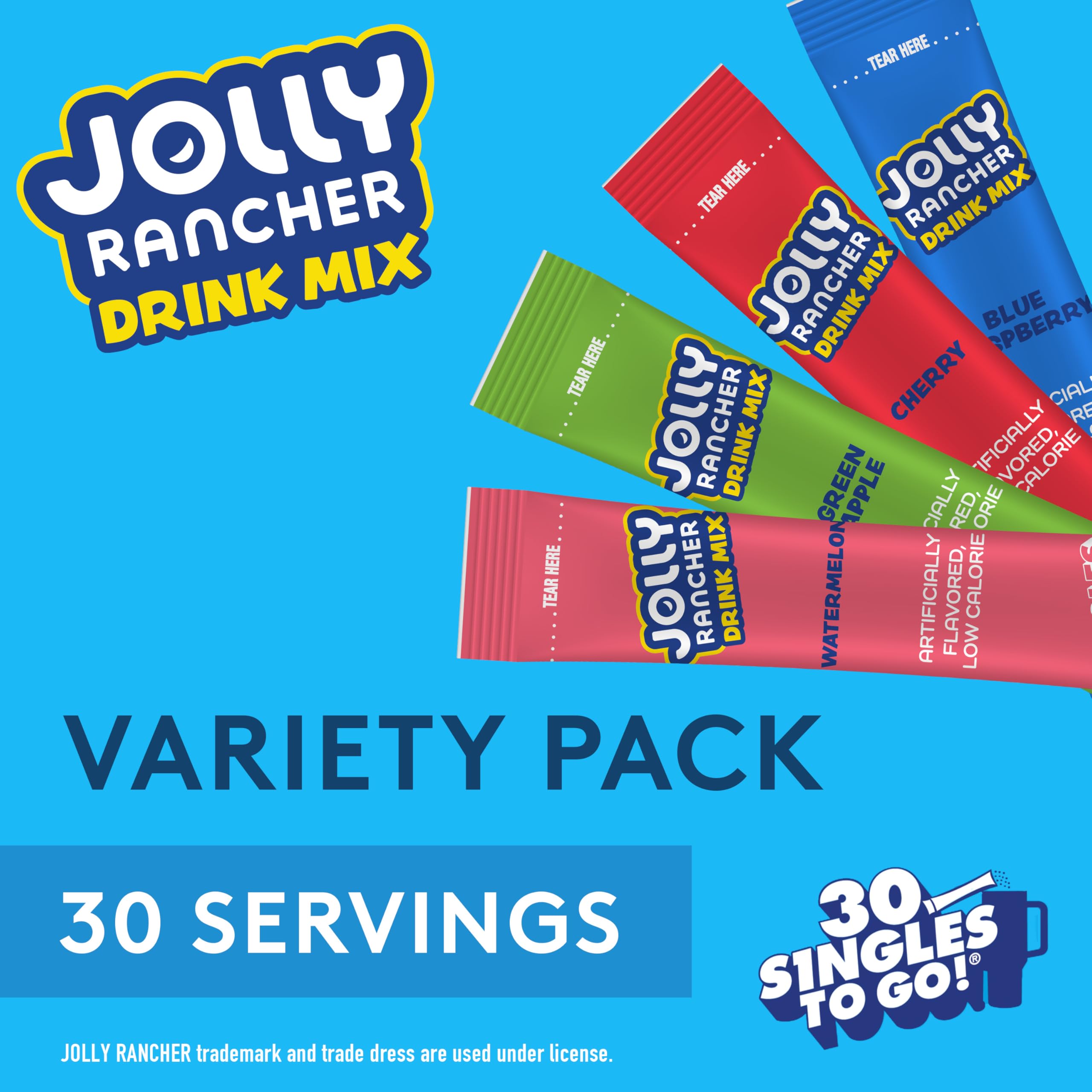Singles To Go Jolly Rancher Blue Raspberry stick enhances water with fruit-forward taste.