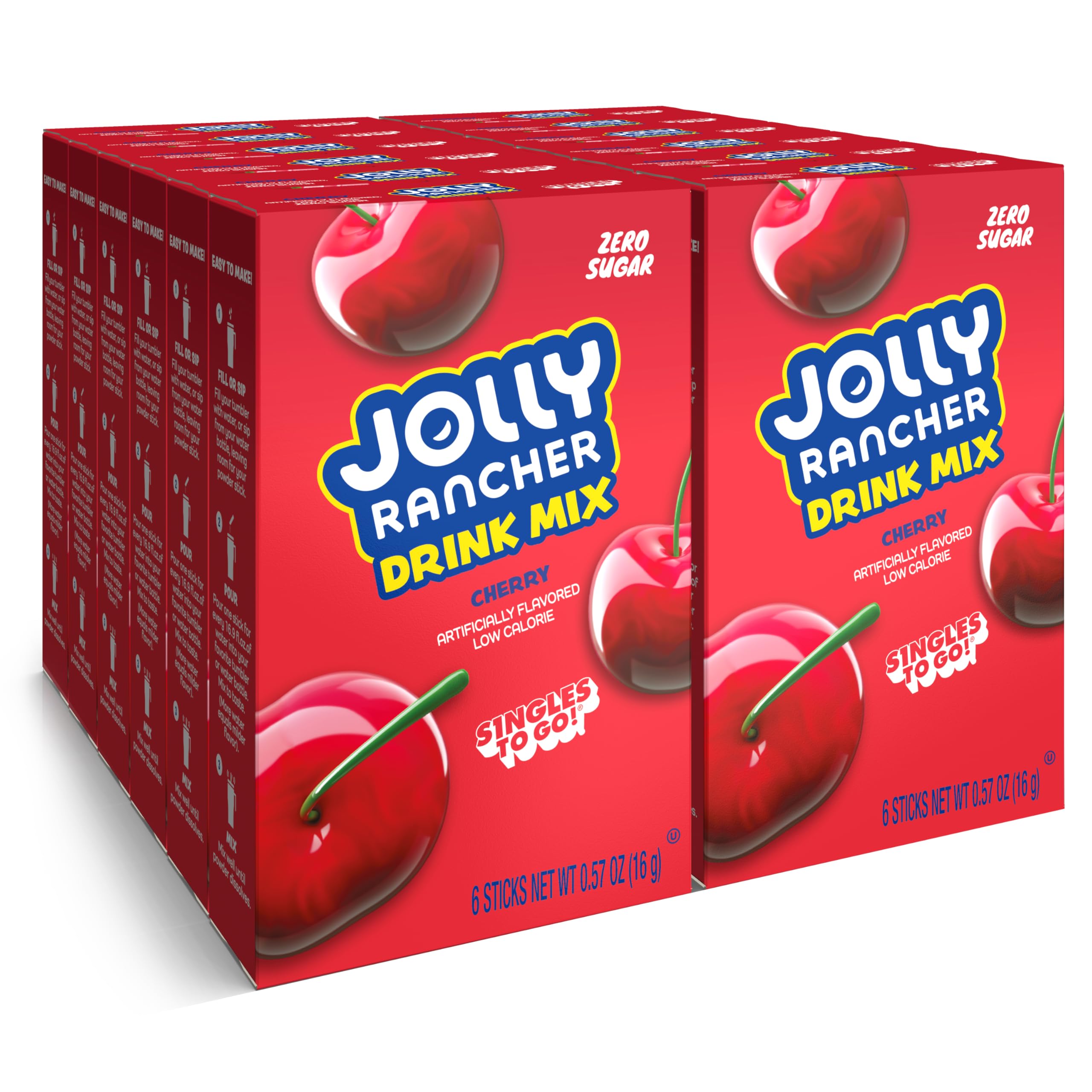 SINGLES TO GO Jolly Rancher Cherry box packaging for portable flavor on the go.