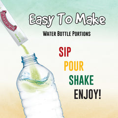 SINGLES TO GO Margaritaville Pina Colada flavor label highlights tropical escape potential.