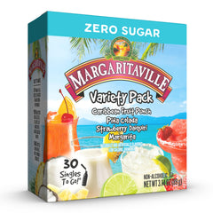 SINGLES TO GO Margaritaville variety-pack box for quick on-the-go refreshment.