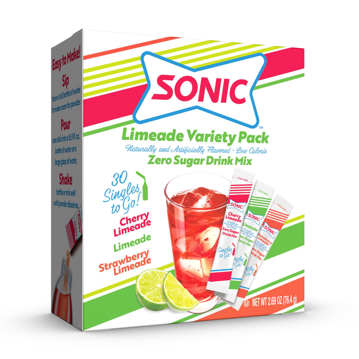 SINGLES TO GO Sonic Limeade pack shot showing on-the-go hydration flavor.