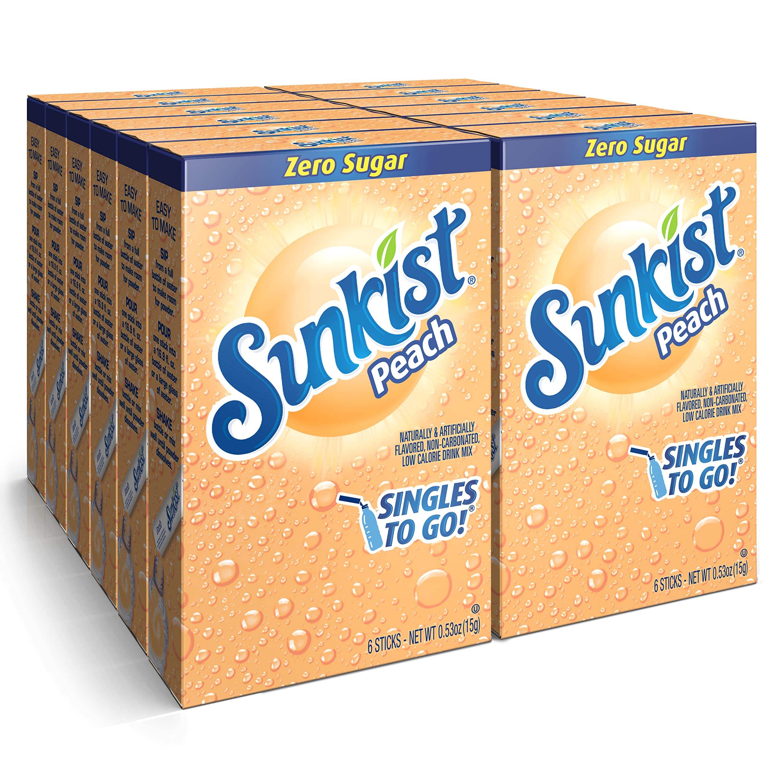 SINGLES TO GO! Sunkist Soda Peach stick pour for quick on-the-go hydration