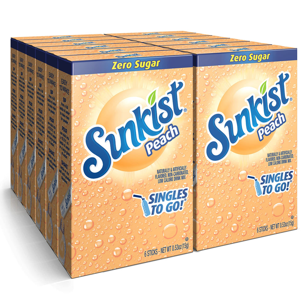 SINGLES TO GO! Sunkist Soda Peach stick pour for quick on-the-go hydration