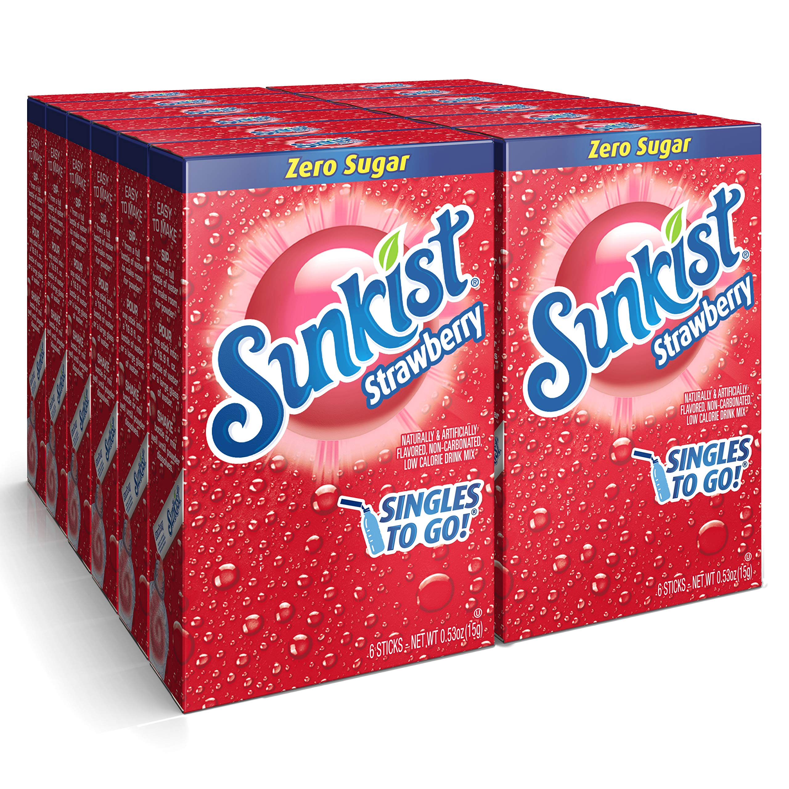 SINGLES TO GO Sunkist Strawberry stick packet for on-the-go flavor and easy hydration