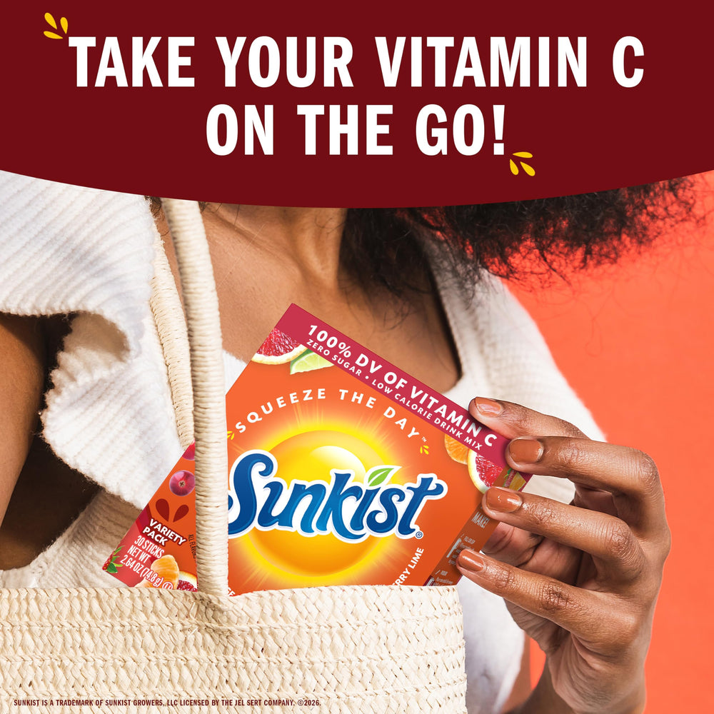 SINGLES TO GO Sunkist variety box in cart for travel-friendly hydration