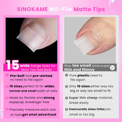 SINOKAME pre-shaped square toe tips speed up extensions