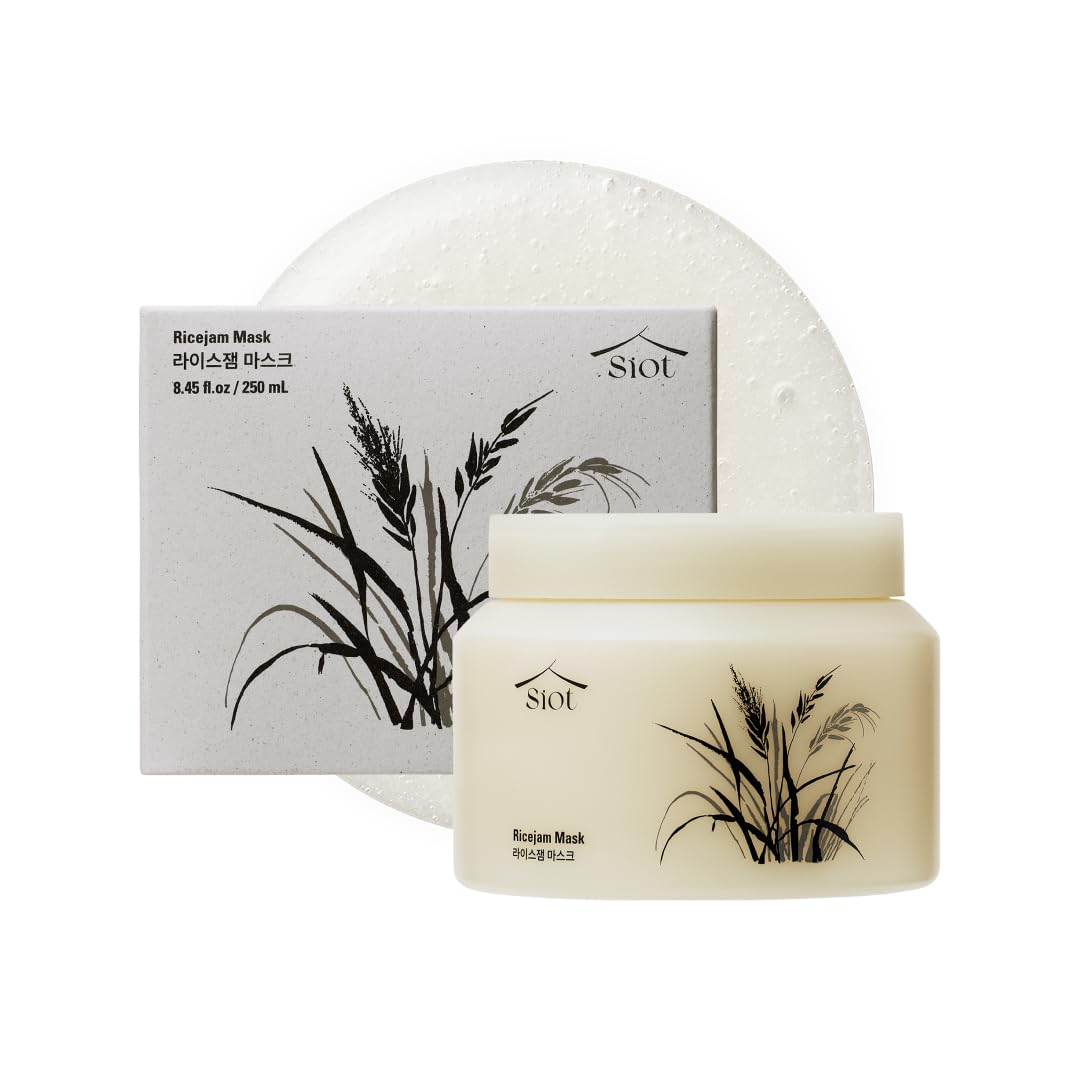 SIOT Rice Jam Mask jar closeup, creamy texture for hydration