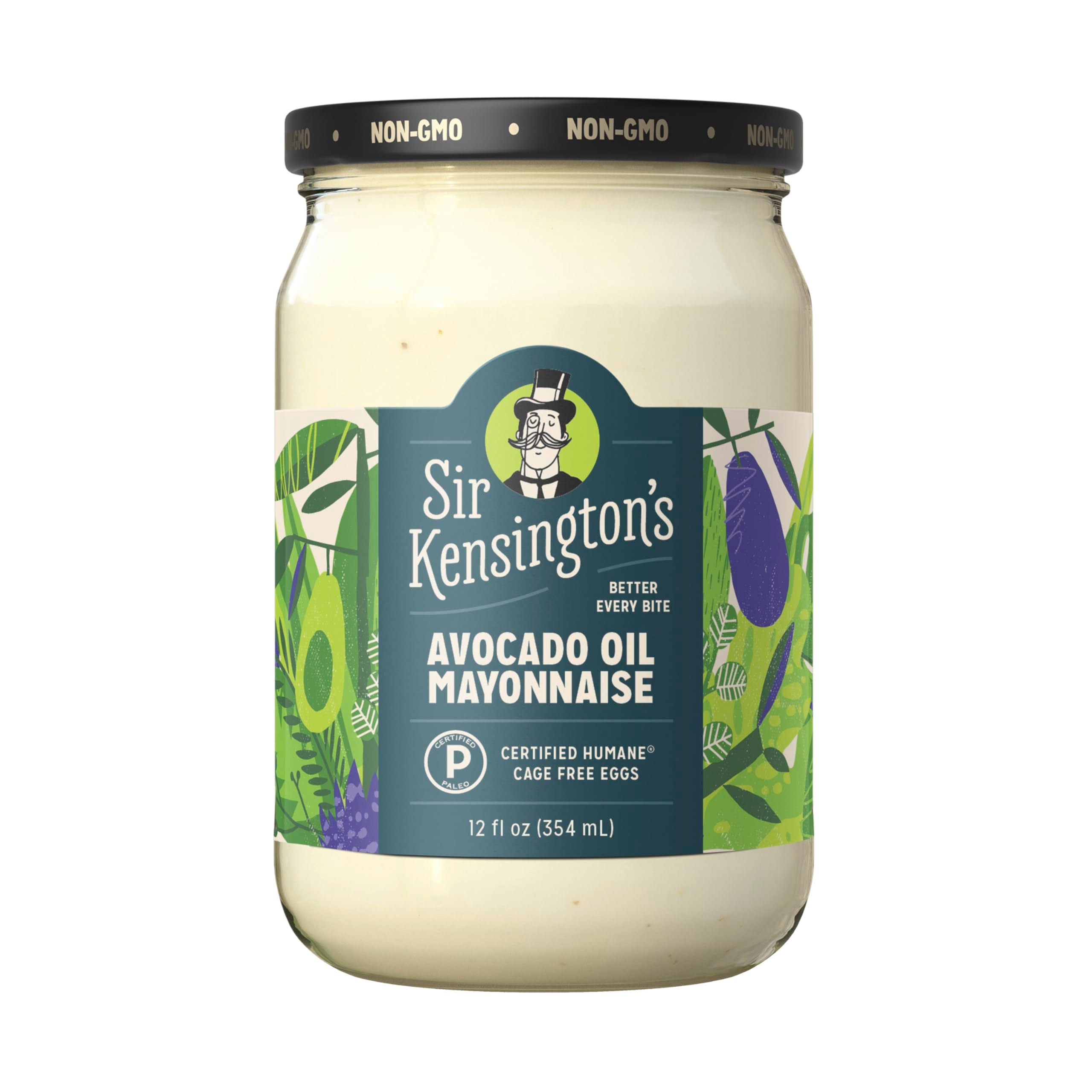 Sir Kensington's Avocado Oil Mayo jar shows creamy texture ideal for sandwiches.