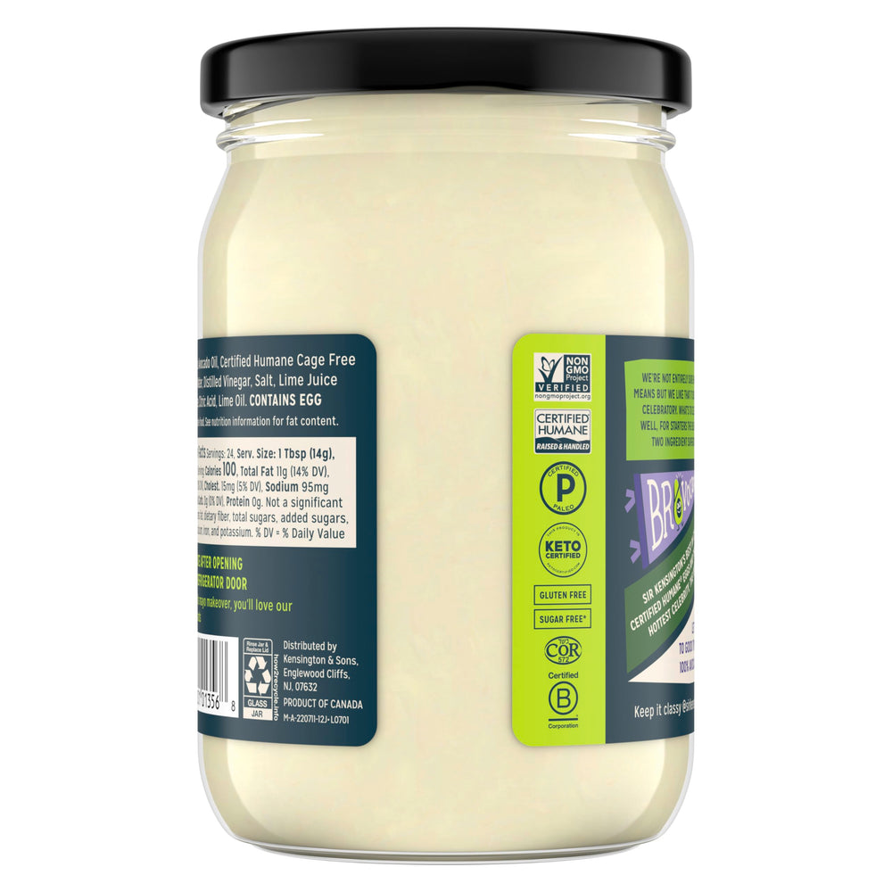 Sir Kensington's Avocado Oil Mayo lime-squeeze detail highlights bright flavor for salads.