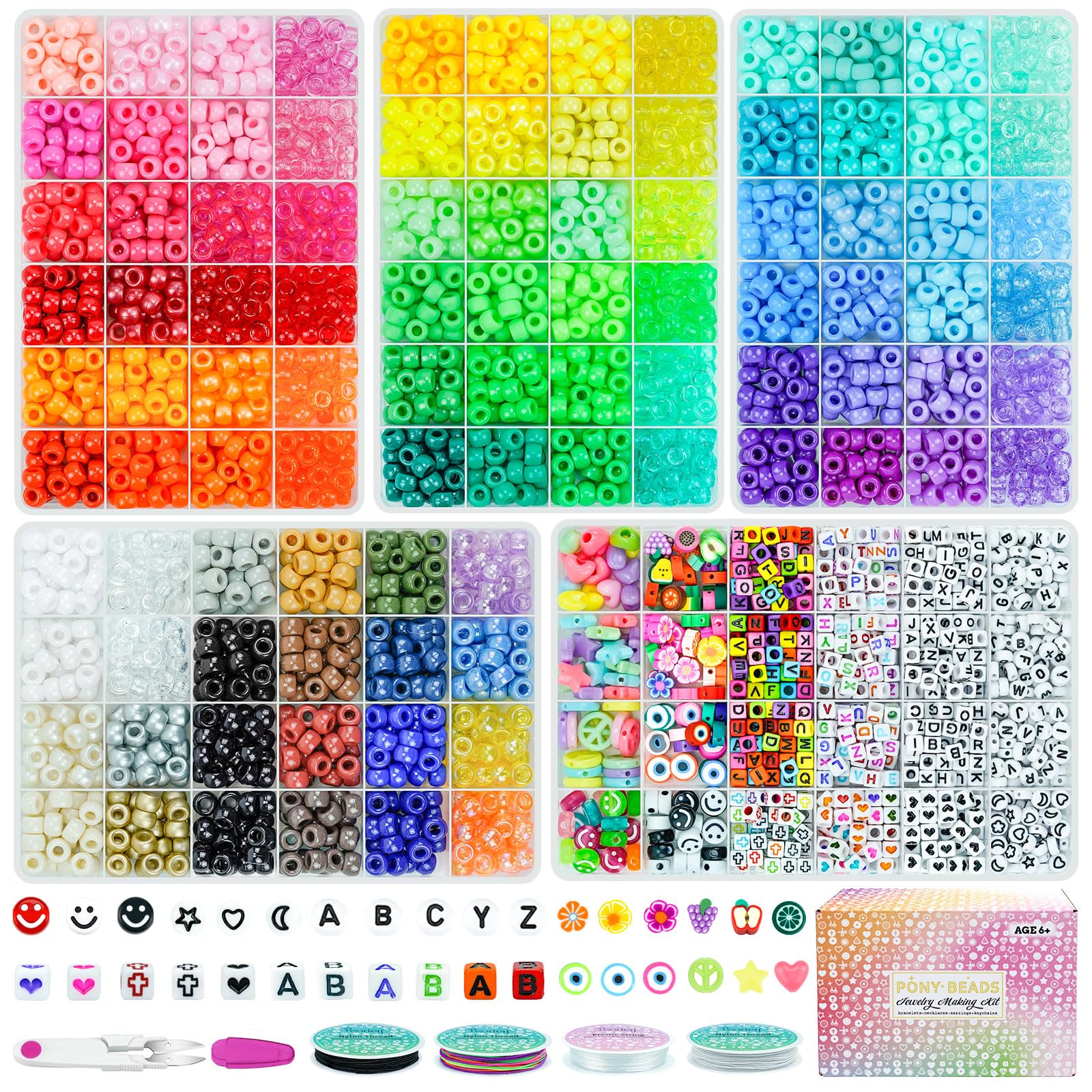 Sistenia kit pony beads close-up showing vibrant colors and smooth finish for DIY jewelry