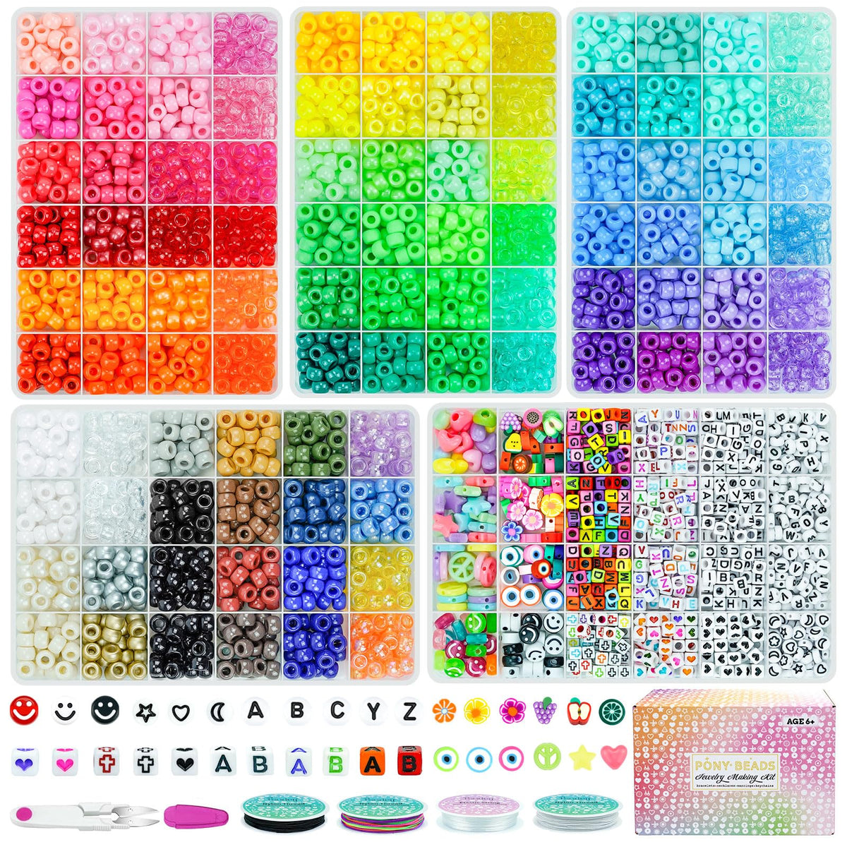 Sistenia kit pony beads close-up showing vibrant colors and smooth finish for DIY jewelry