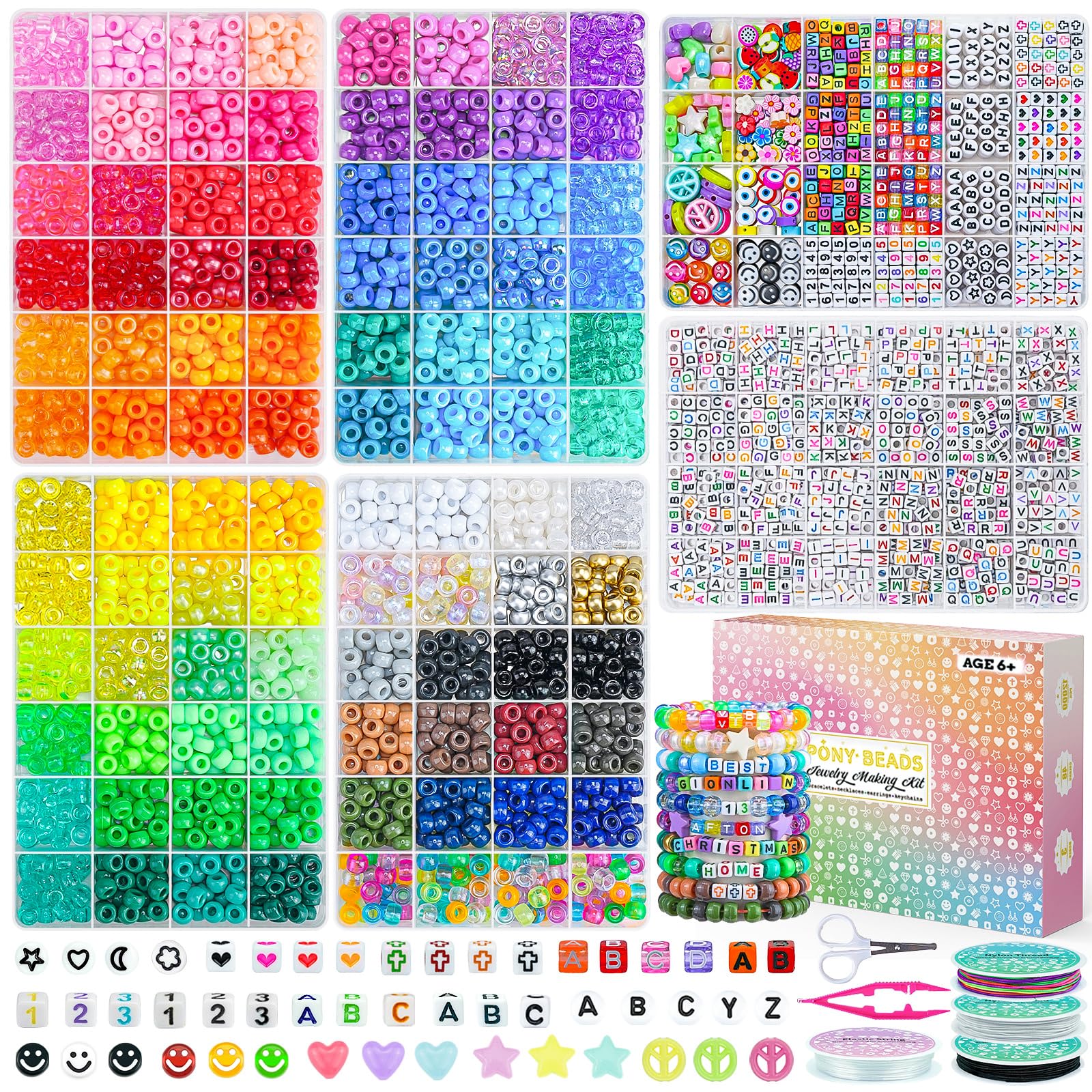Sistenia pony beads collection for bright bracelets and keychains.