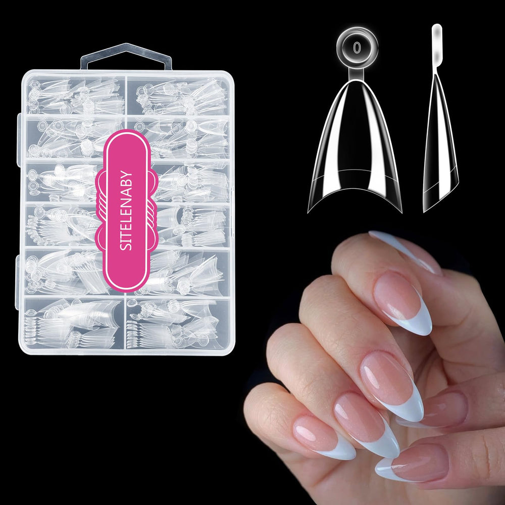 SITELENABY Almond Nail Tips box for quick at-home extensions.
