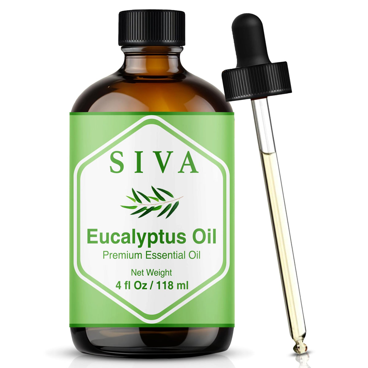 SIVA Eucalyptus essential oil bottle with dropper for easy diffusion