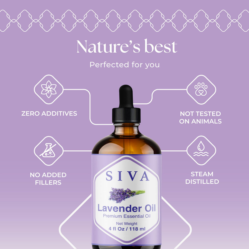 SIVA Lavender oil dropper closeup highlights purity and quality