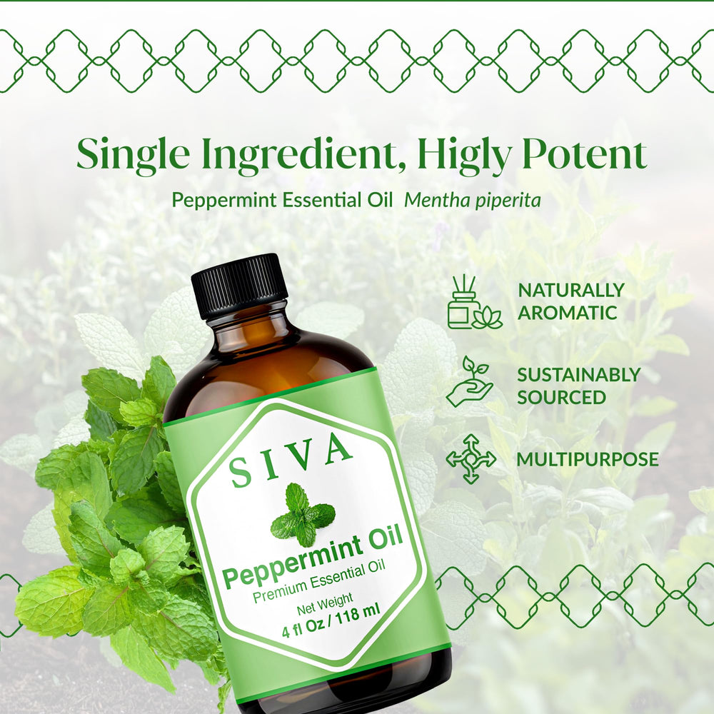 SIVA Peppermint Oil skincare application diluted with carrier oil.
