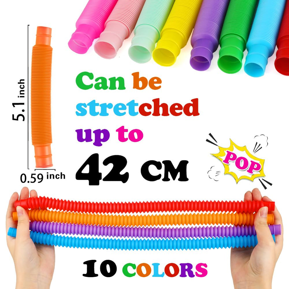 Five-inch Siwarm pop tubes in ten vivid colors for creative play