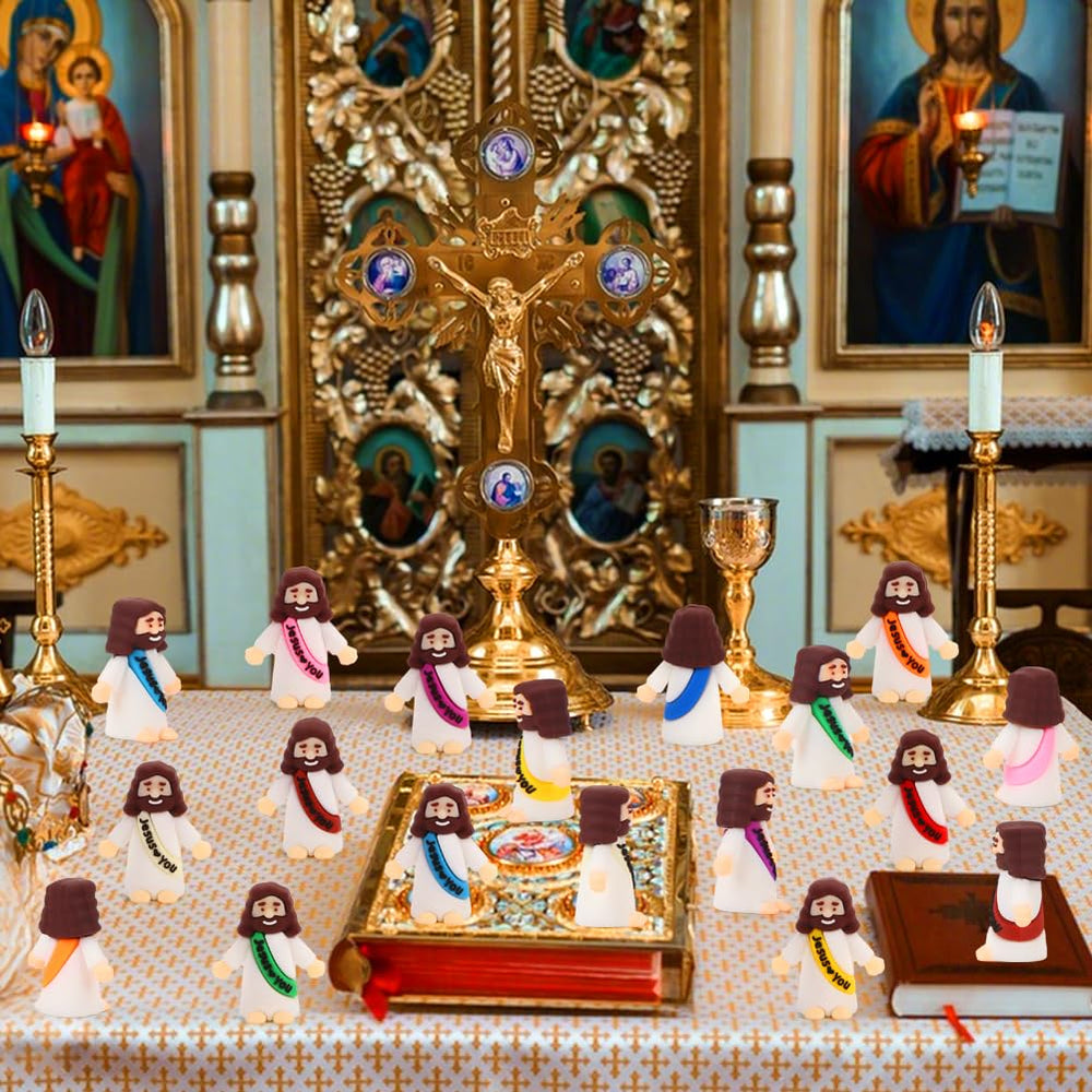 Siwarm little Jesus figures, Easter decoration for festive displays.