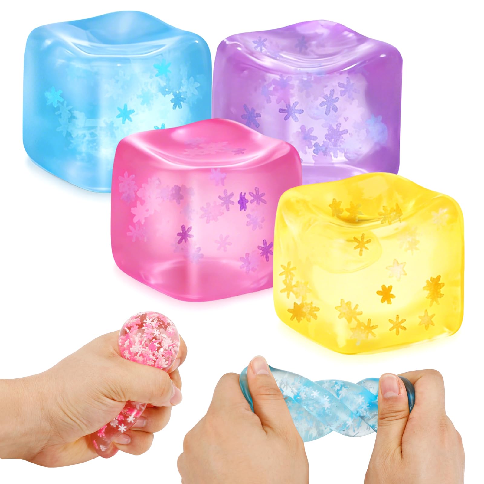 Siwarm stress cube 4-pack packaging closeup, compact gift-ready design for on-the-go use